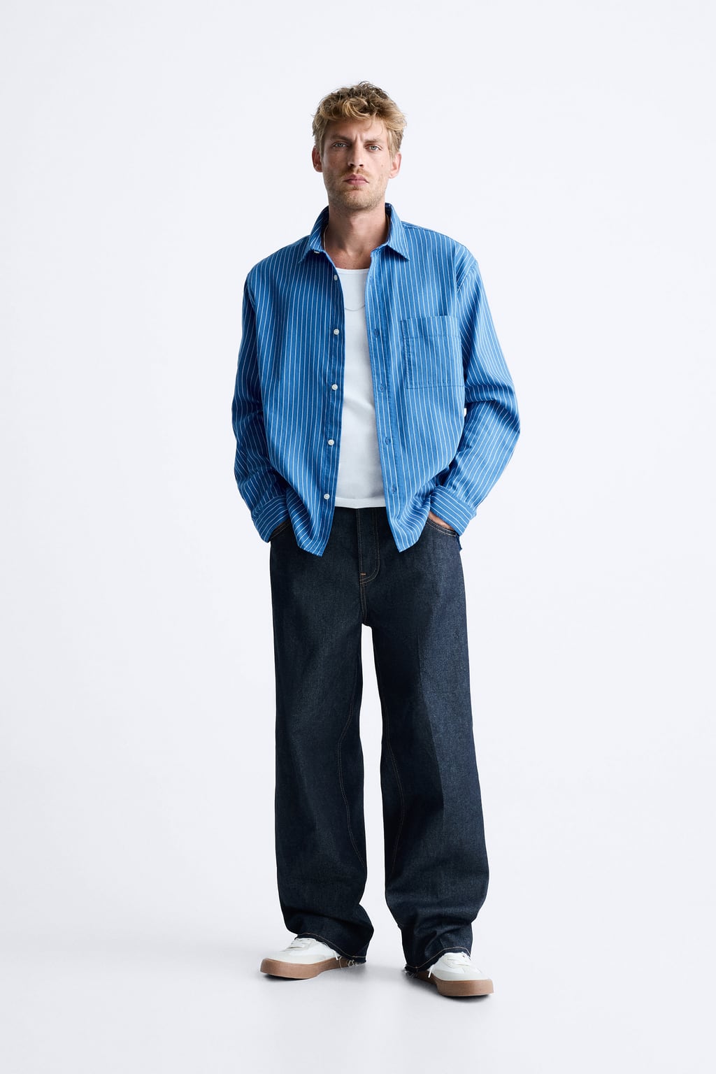 

Полосатая рубашка ZARA, синий