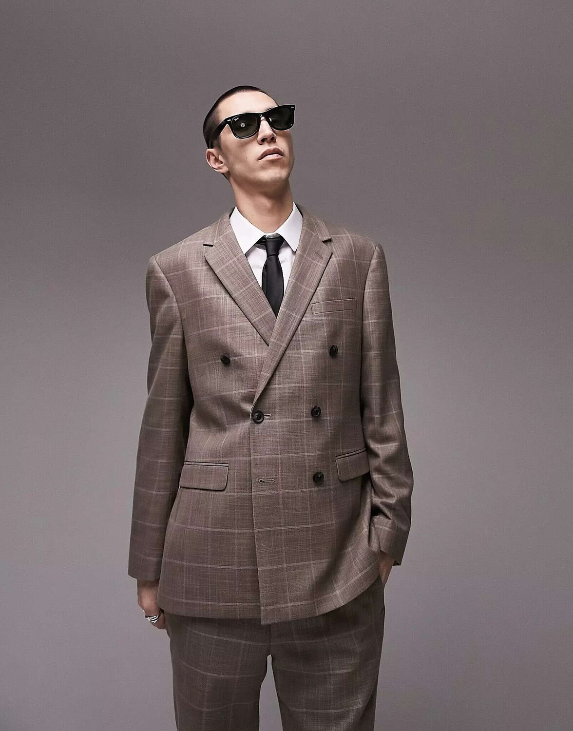 

Куртка из ткани скинни в клетку с каменным узором Topman