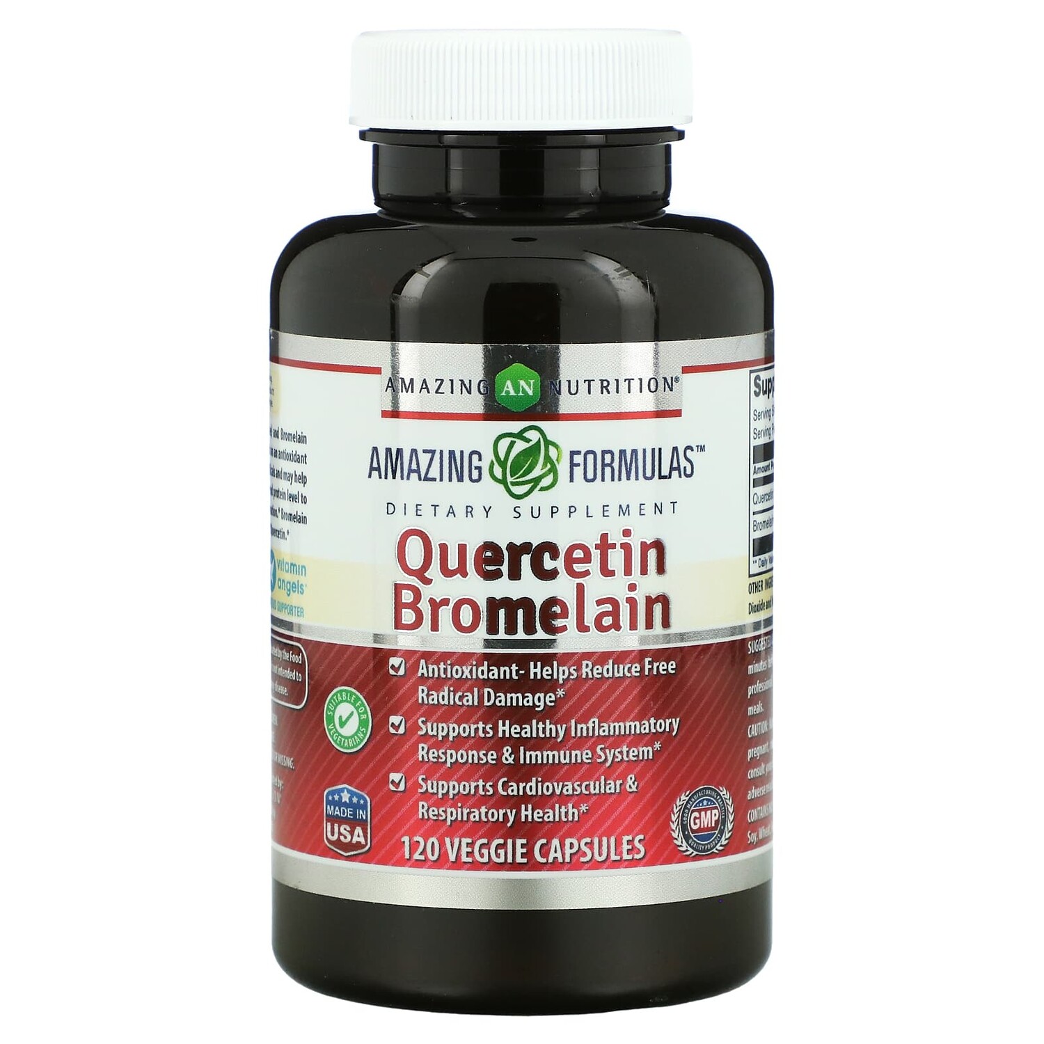 

Кверцетин бромелайн, 120 растительных капсул, Amazing Nutrition