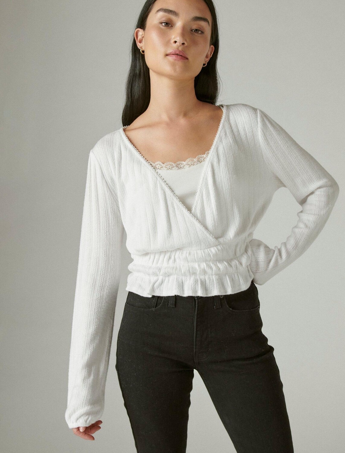 

Женский топ Lucky Brand в стиле пуантель, белый