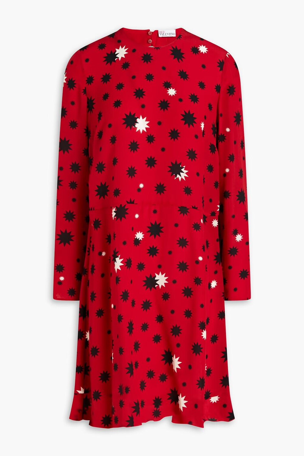 

Платье мини из шелкового крепдешина с вырезом и принтом Redvalentino, красный