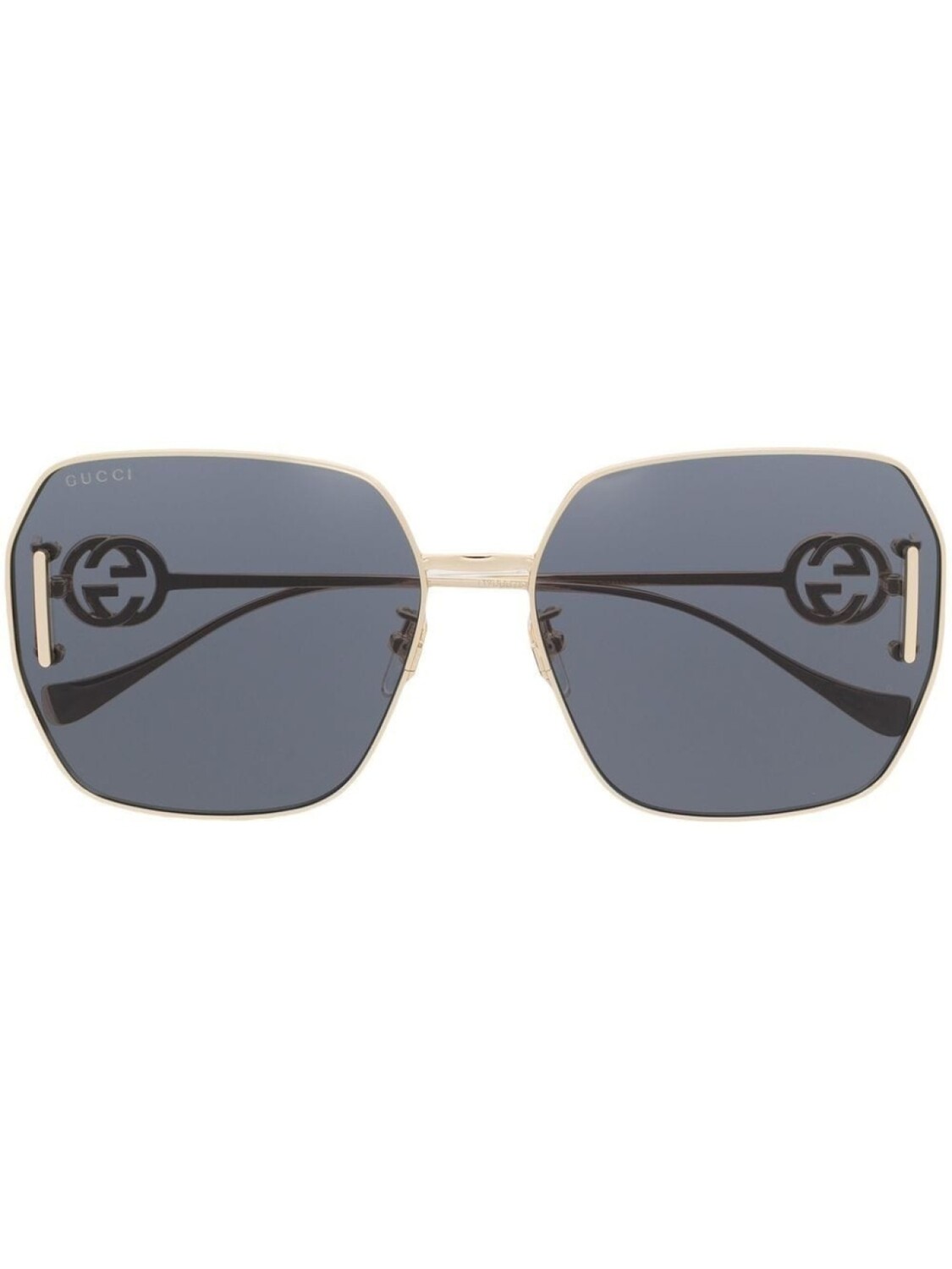 

Gucci Eyewear солнцезащитные очки в массивной оправе с логотипом, золотистый