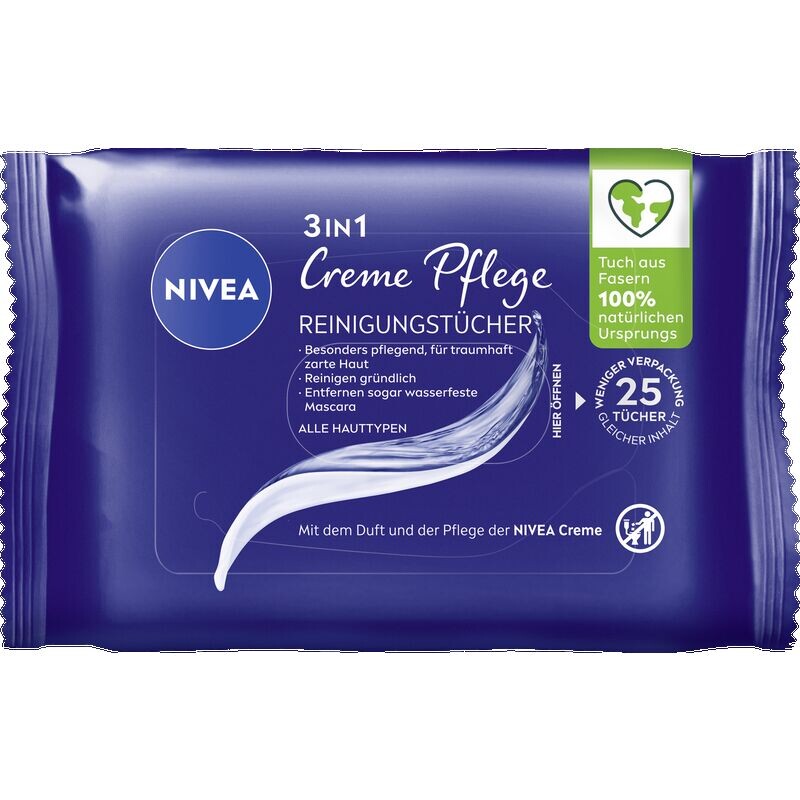 

3в1 кремовые очищающие салфетки для ухода NIVEA, 25 шт.