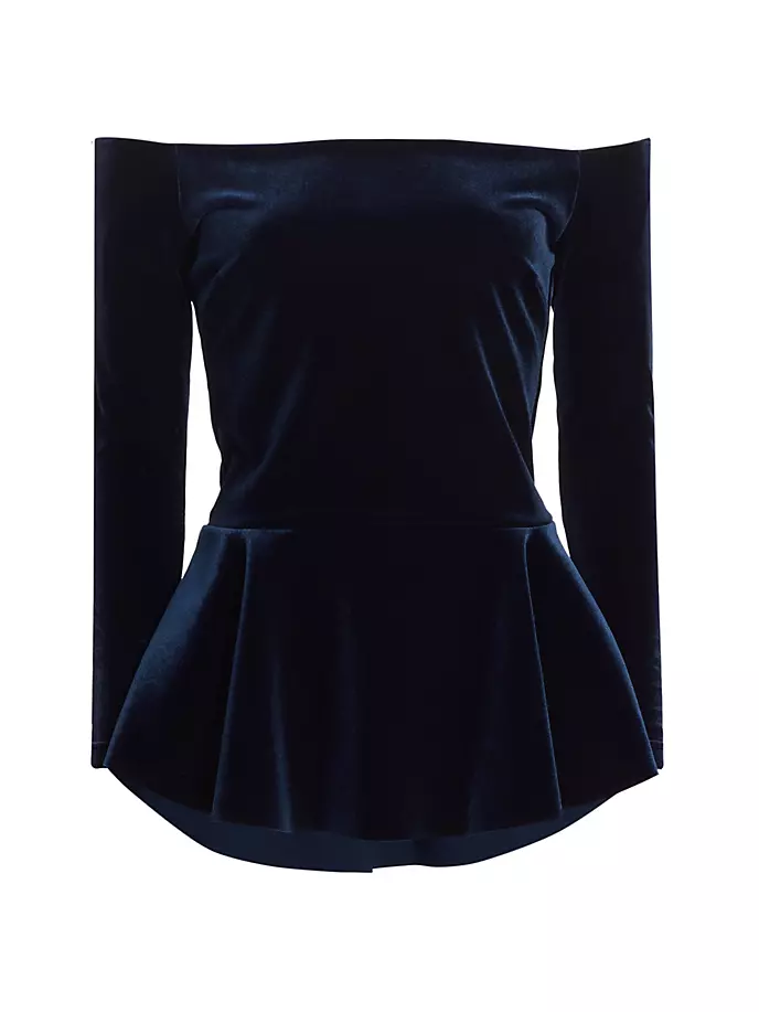 

Бархатный топ Tuba с открытыми плечами Chiara Boni La Petite Robe, цвет blu notte