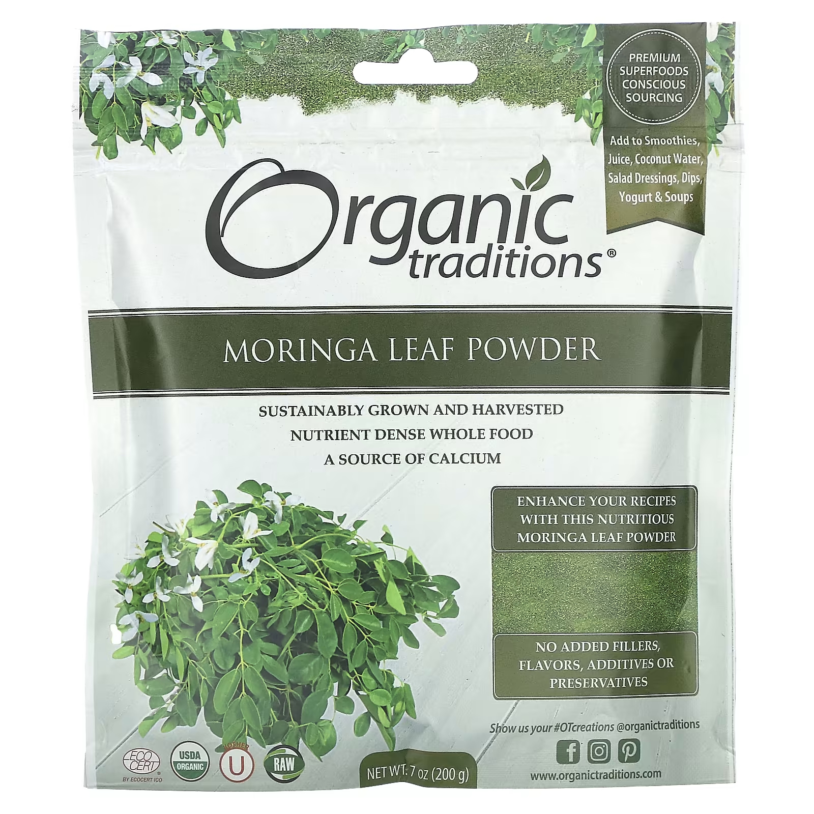 Порошок Organic Traditions из листьев моринги