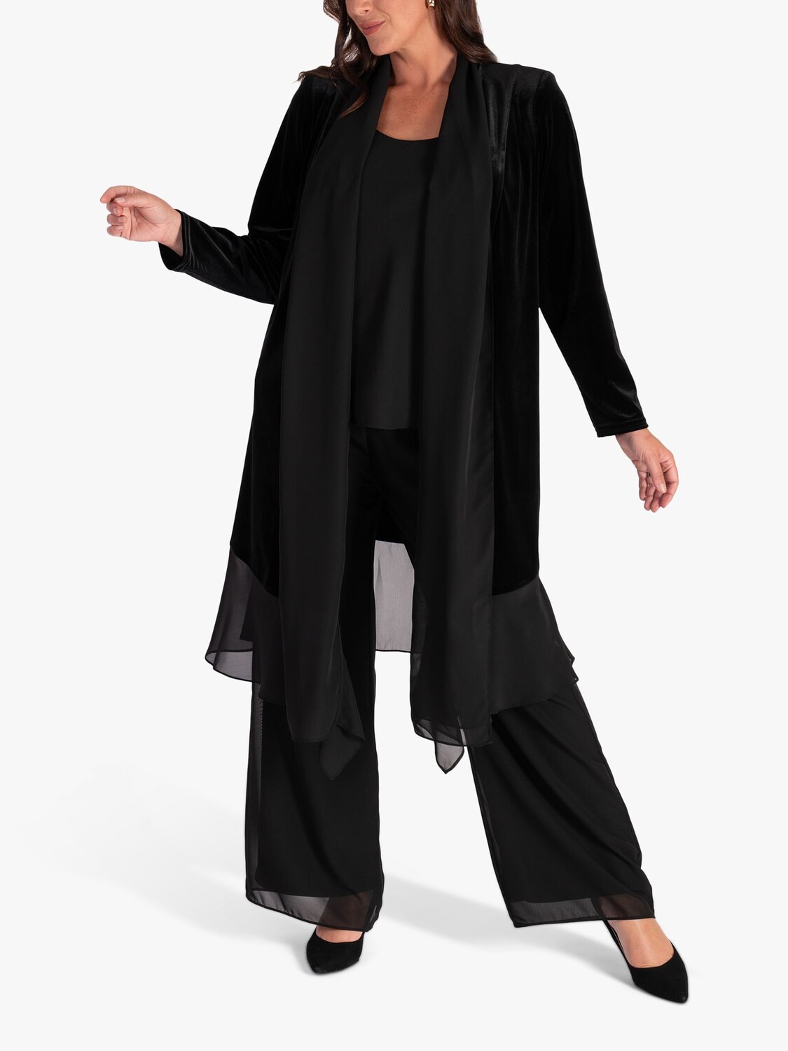 

Длинное бархатное пальто chesca Stretch Velvet, Черный