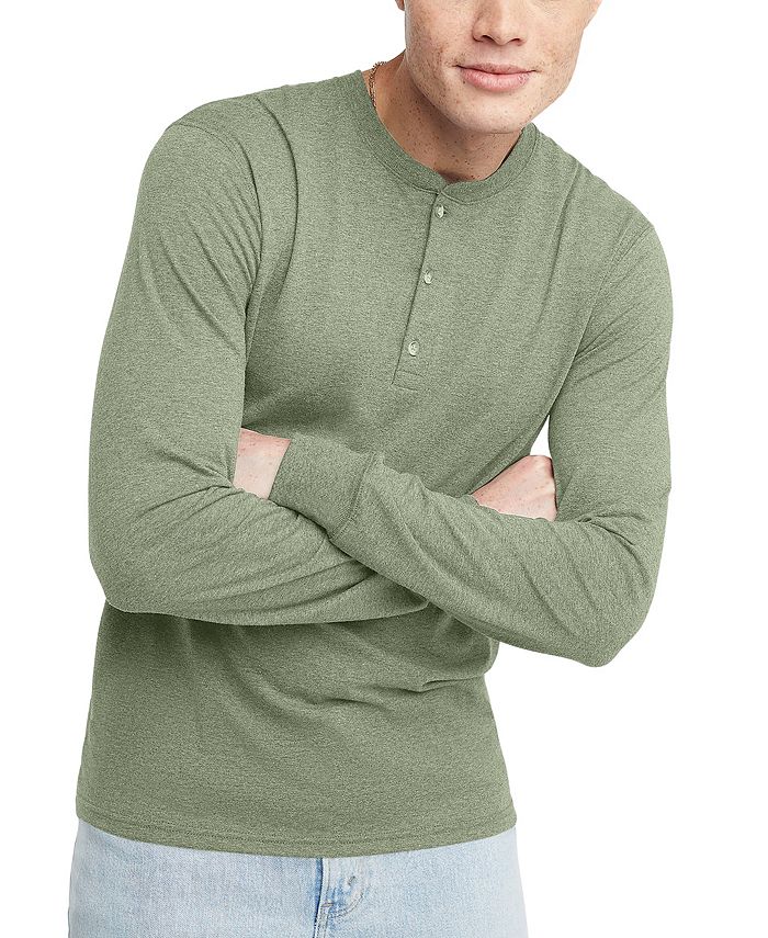 Мужская футболка Originals Tri-Blend с длинными рукавами на пуговицах Hanes, цвет Green мужская оригинальная хлопковая футболка с длинными рукавами на пуговицах hanes цвет equilibrium green