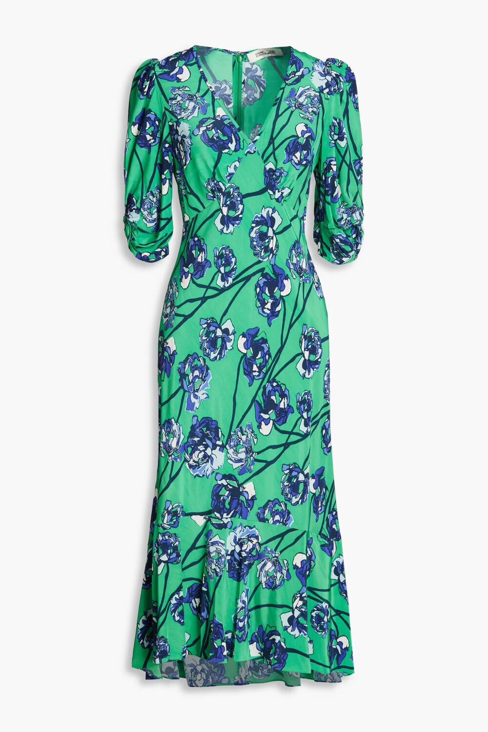 

Атласное платье миди Tati со сборками и цветочным принтом Diane Von Furstenberg, зеленый