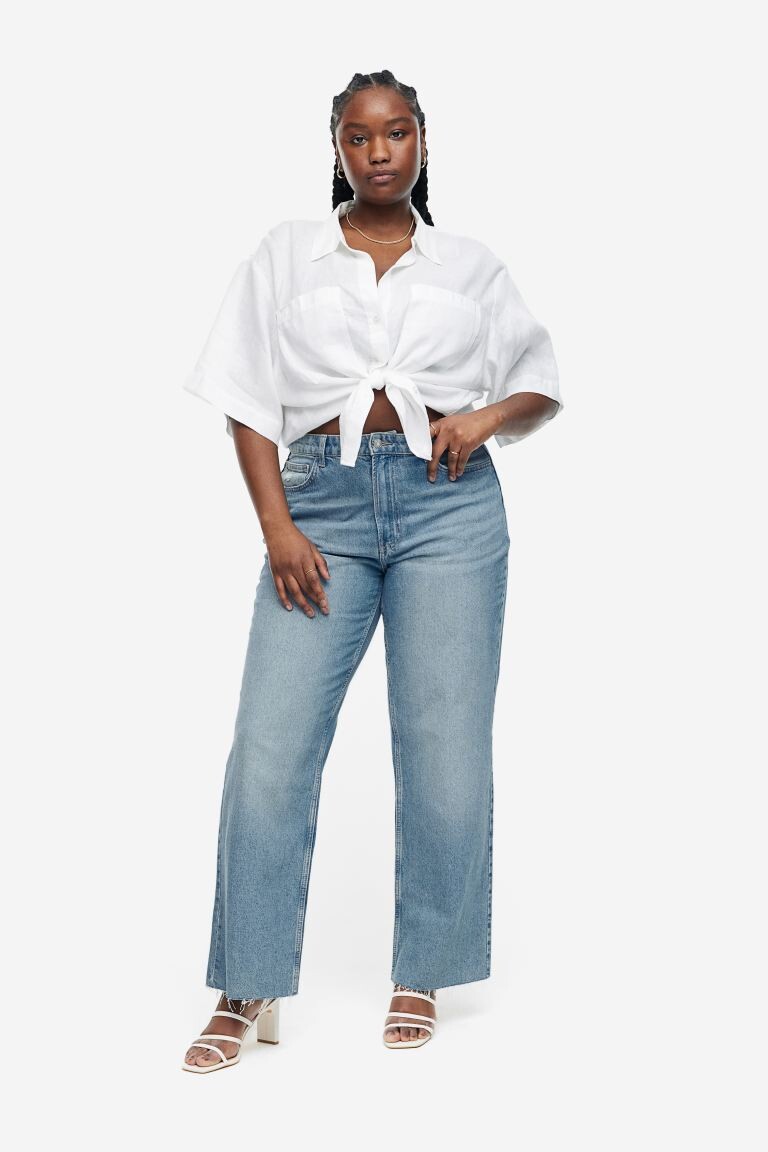 

Широкие сверхвысокие джинсы с пышной посадкой H&M