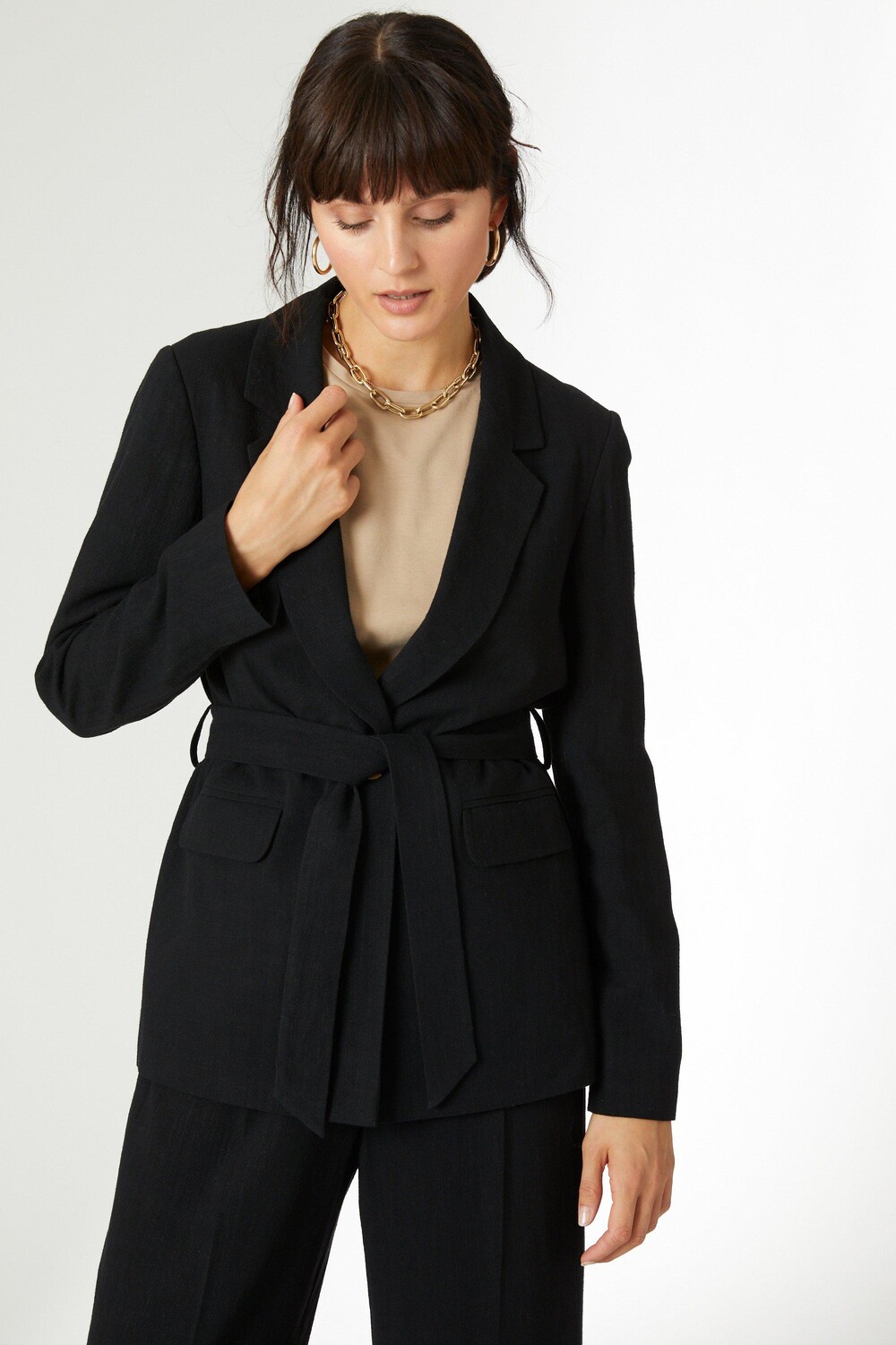 

Льняная куртка с поясом Debenhams, черный