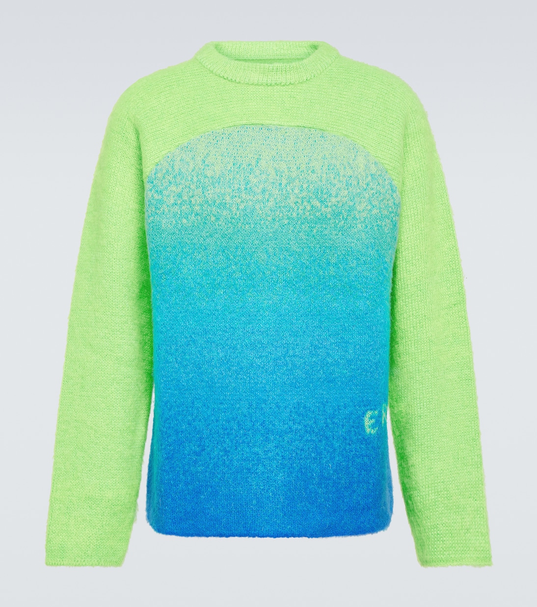 цена Радужный вязаный свитер из смесового мохера Erl, зеленый