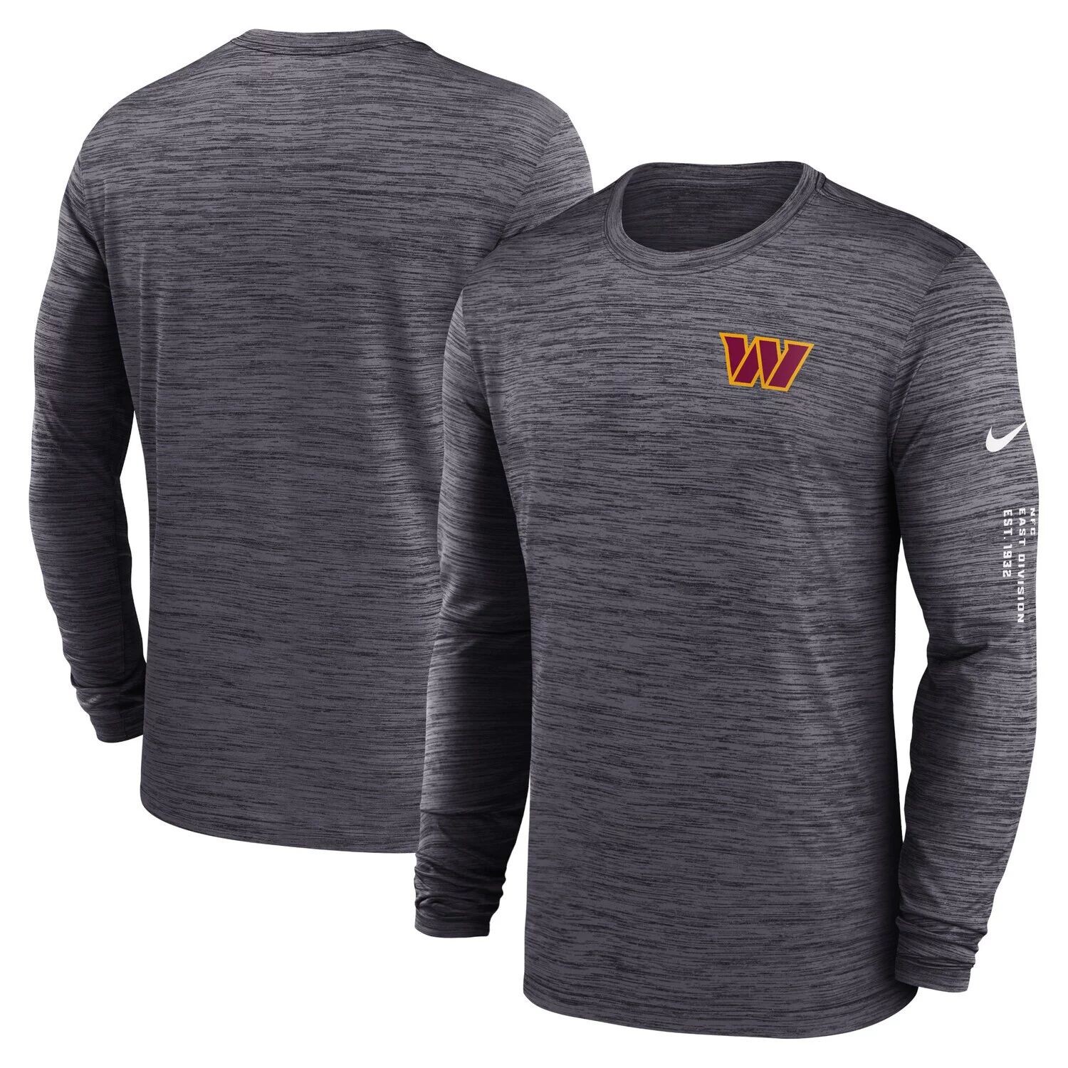 

Мужская черная футболка с длинным рукавом Washington Commanders Velocity Nike, Черный