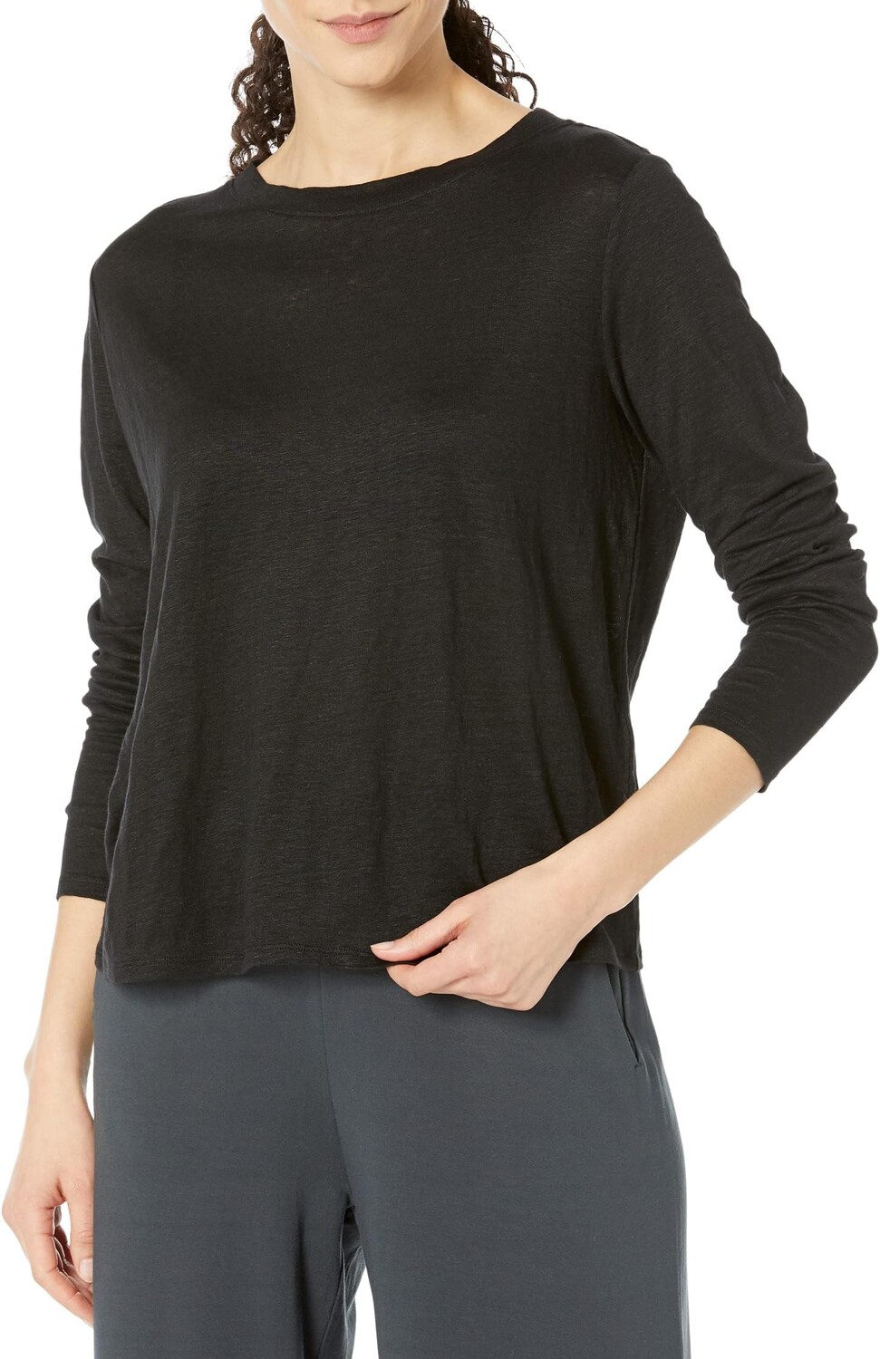 

Футболка с круглым вырезом и длинными рукавами Eileen Fisher, черный