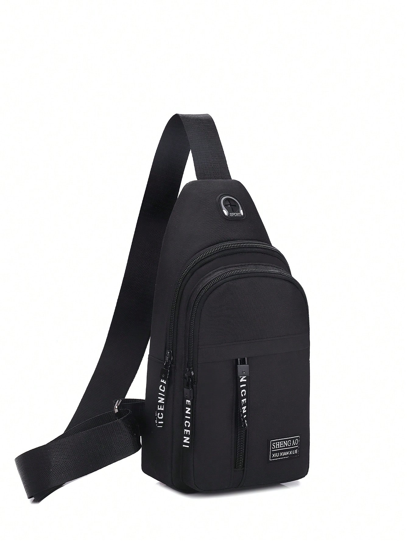 Модная и прочная мужская нейлоновая сумка через плечо, черный фото
