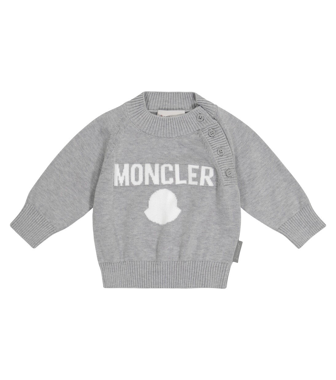 

Хлопковый свитер с логотипом baby Moncler Enfant, серый