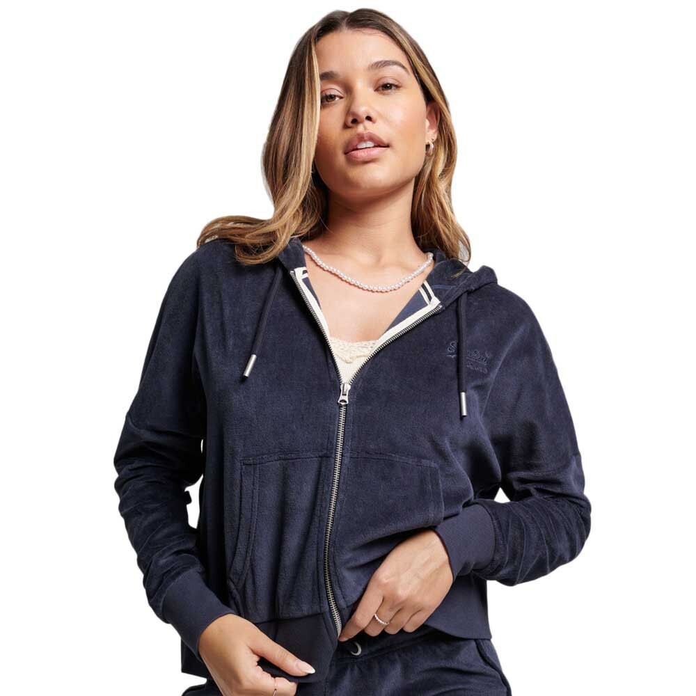 

Толстовка Superdry Vintage Logo Embroidered Velour Full Zip, синий
