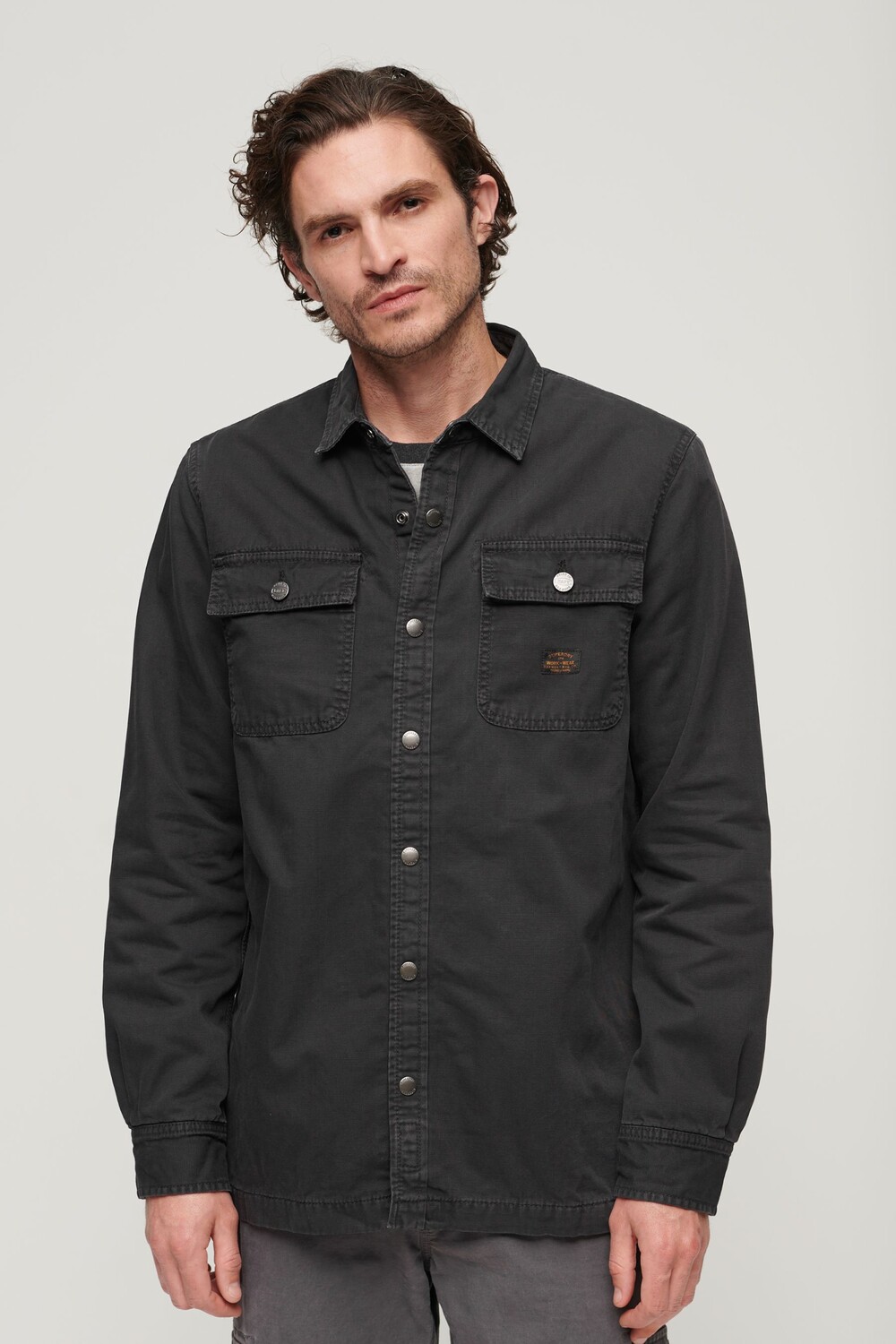 

Холщовая рубашка в рабочем стиле Superdry, черный