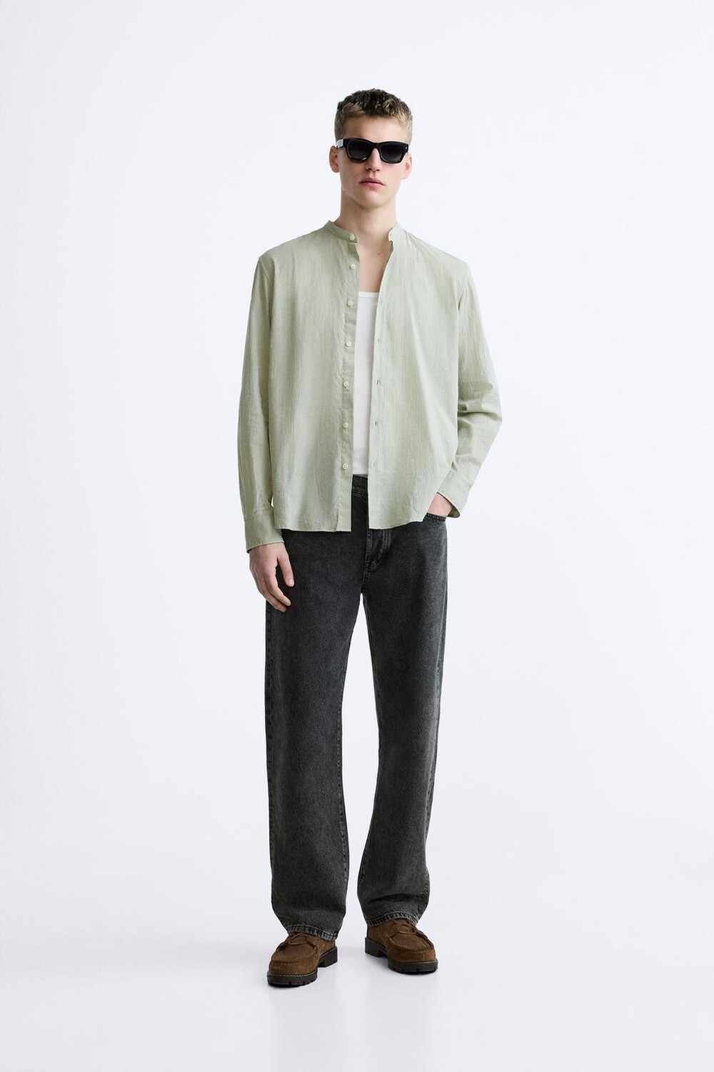 

Рубашка из хлопка ZARA, хаки
