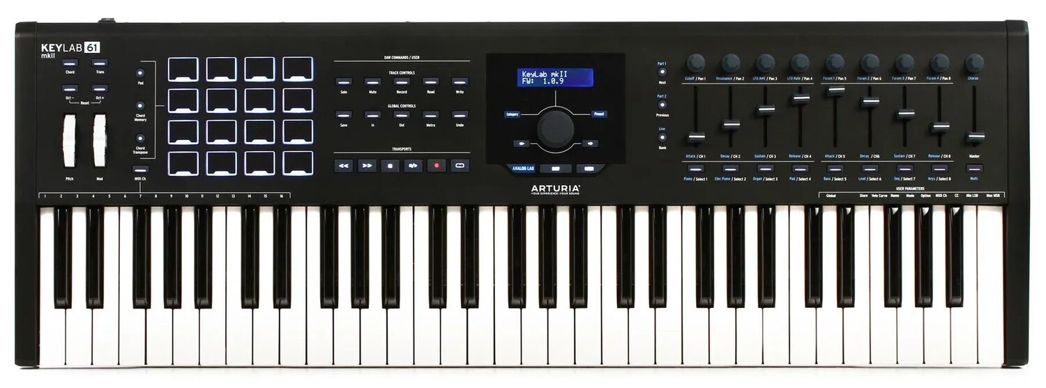 

Контроллер клавиатуры Arturia KeyLab 61 MkII с 61 клавишей — черный