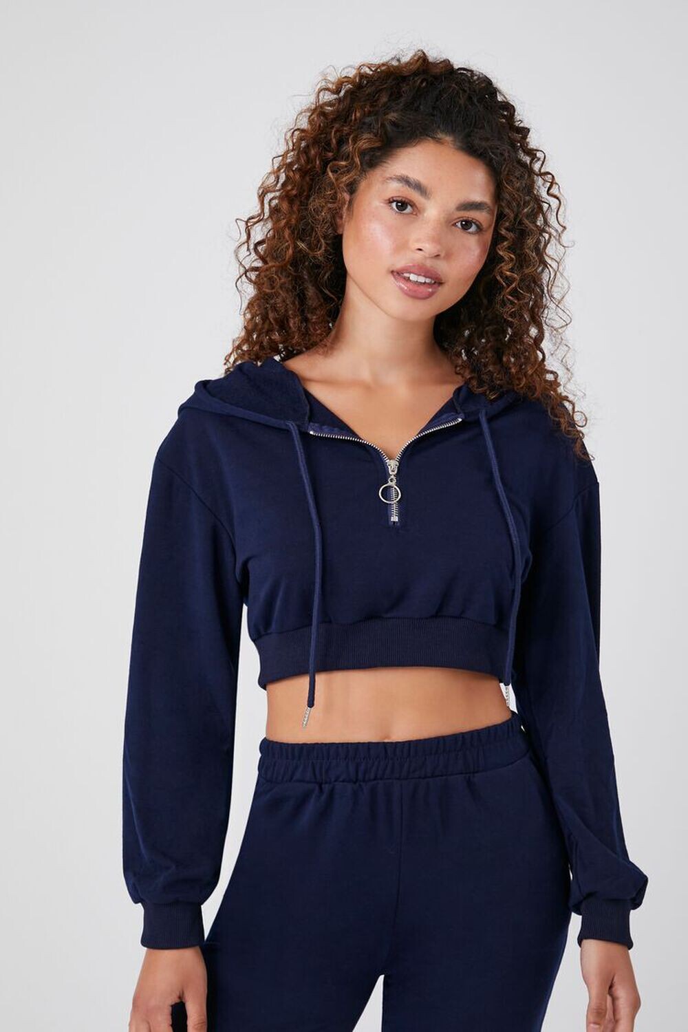 

Укороченное худи из френч-терри Forever 21, нави