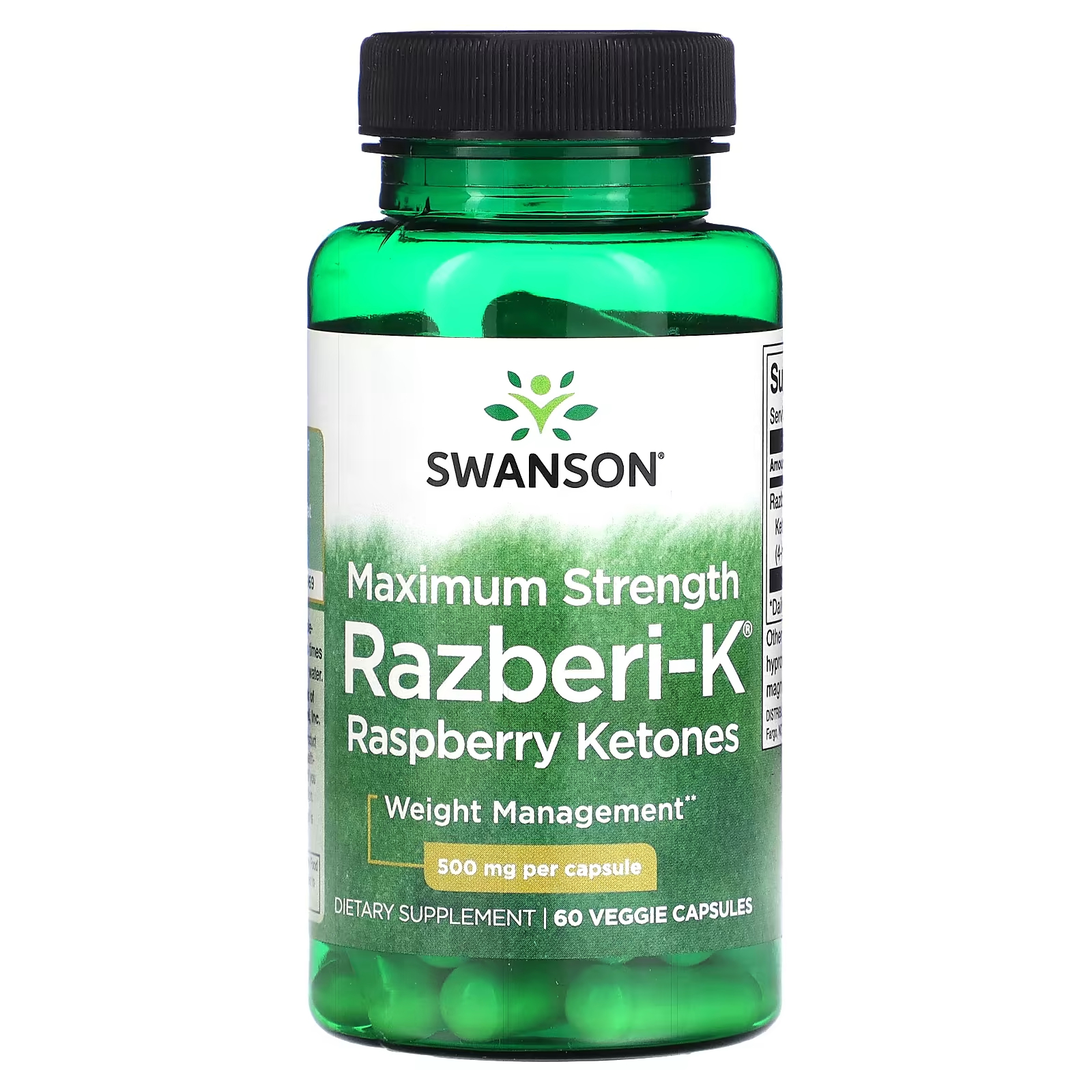 Razberi-K кетоны малины Swanson, 60 растительных капсул swanson razberi k двойной силы малиновые кетоны 200 мг 60 растительных капсул