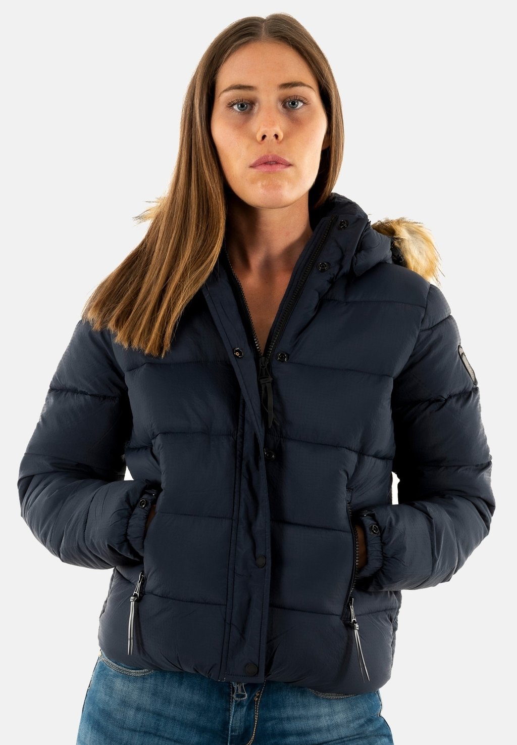 Зимняя куртка Superdry, синяя цена и фото