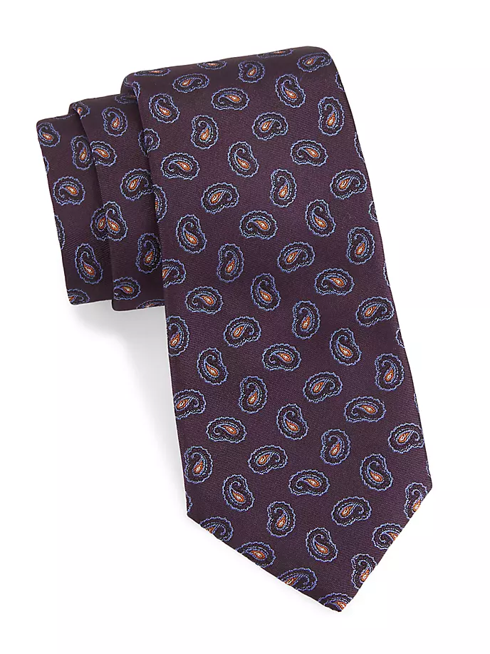 Шелковый галстук с пейсли Isaia, фиолетовый