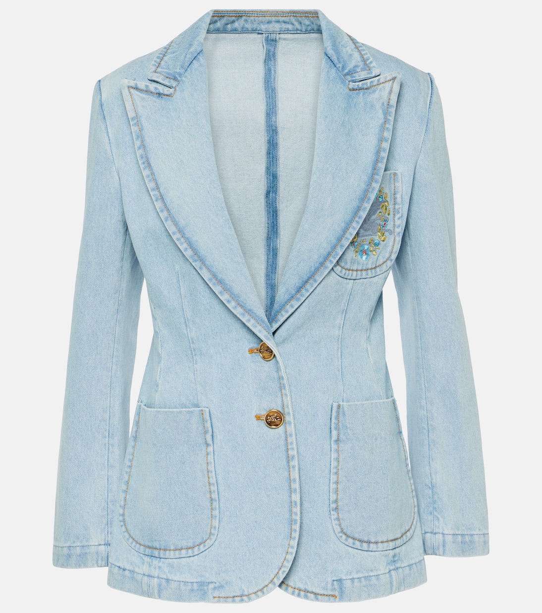 цена Джинсовый пиджак с вышивкой Etro, синий