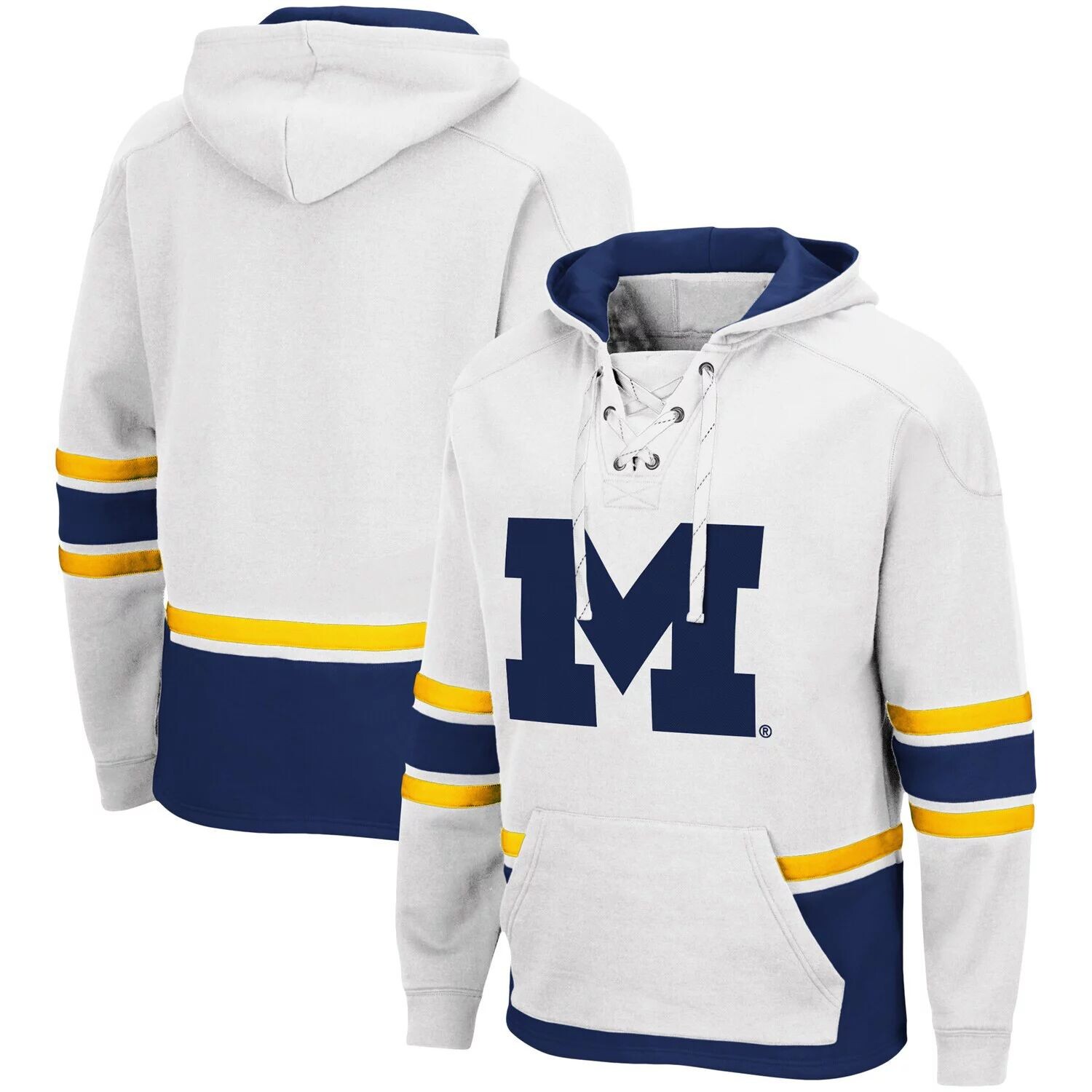 

Мужской белый пуловер с капюшоном Michigan Wolverines Hockey 3.0 Colosseum