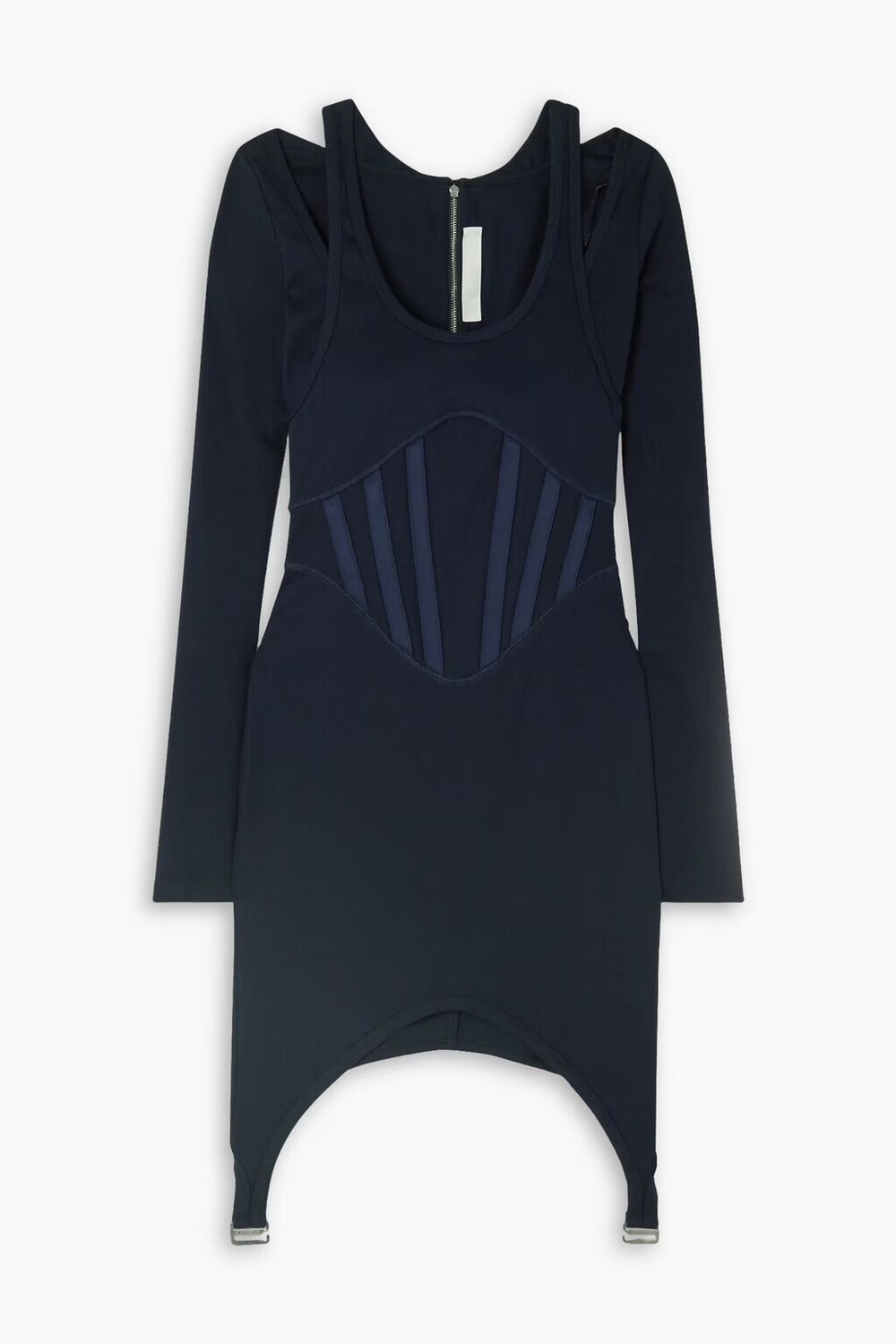 

Платье мини из эластичного хлопка с многослойными ребрами Dion Lee, темно-синий
