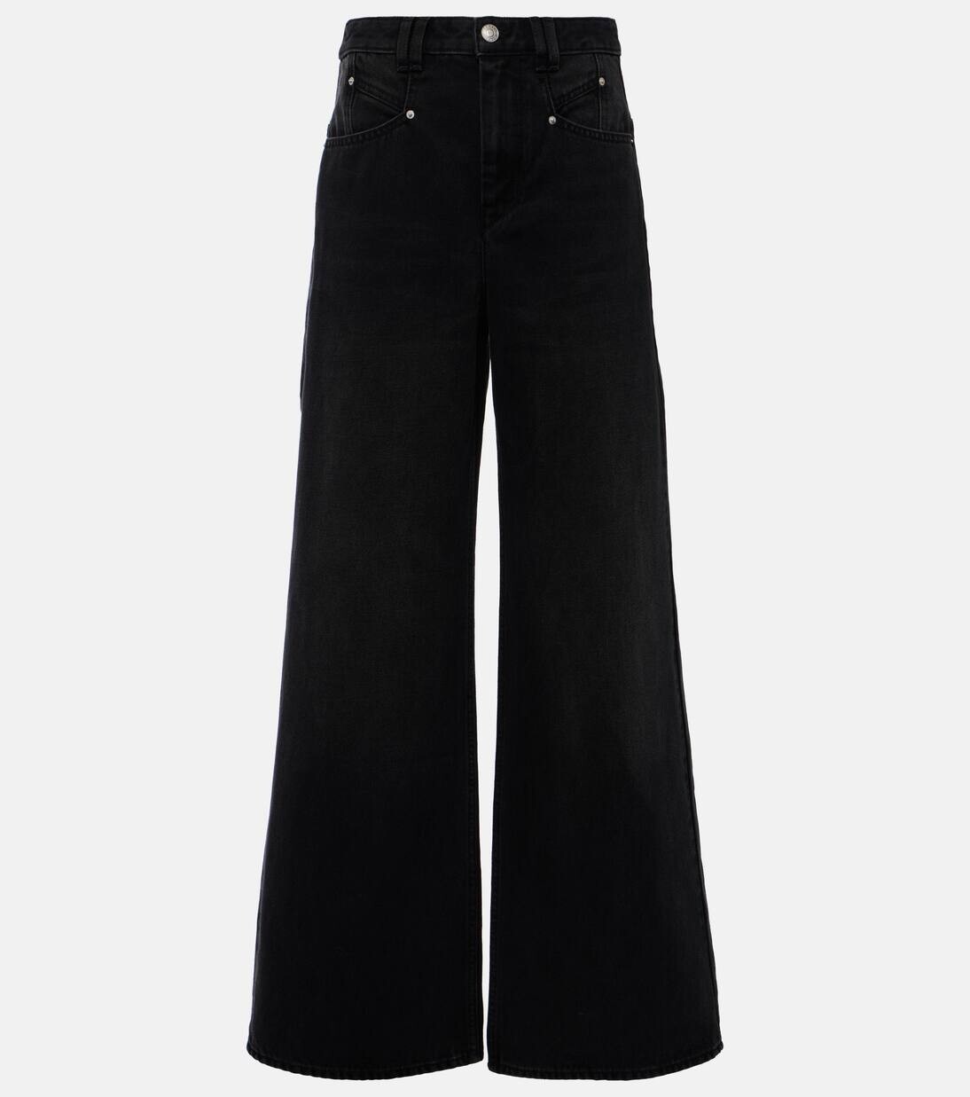 

Джинсы широкого кроя цвета лимона Isabel Marant, черный