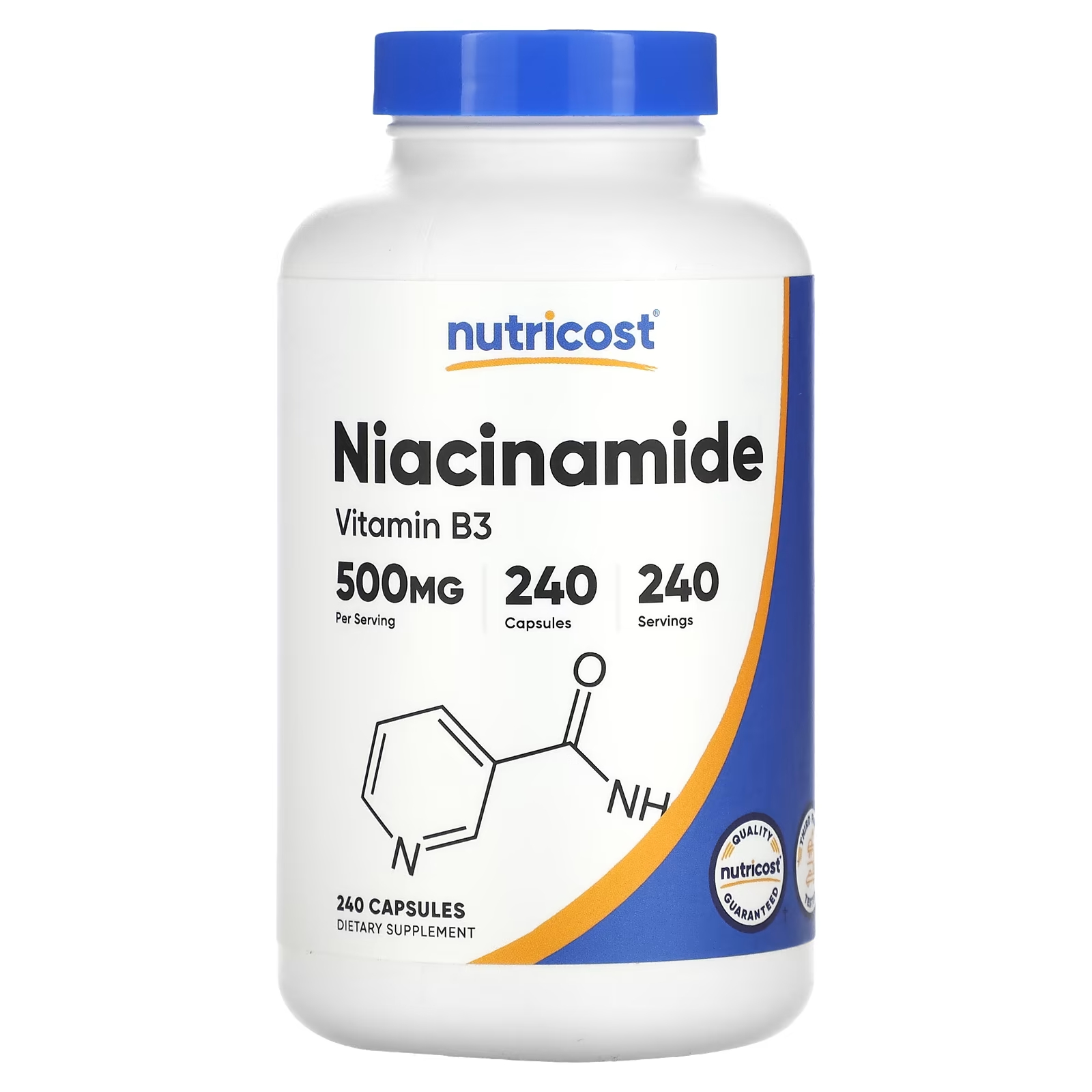 Nutricost Ниацинамид 500 мг 240 капсул nutricost noni 1000 мг 240 капсул 500 мг в капсуле