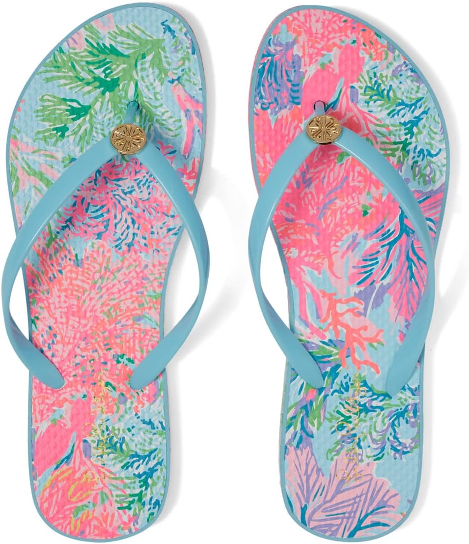 Шлепанцы Pool Flip-Flop Lilly Pulitzer, цвет Celestial Blue Cay To My Heart Shoe