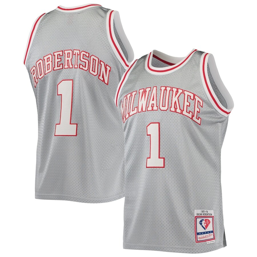

Джерси Mitchell & Ness Milwaukee Bucks, серебряный