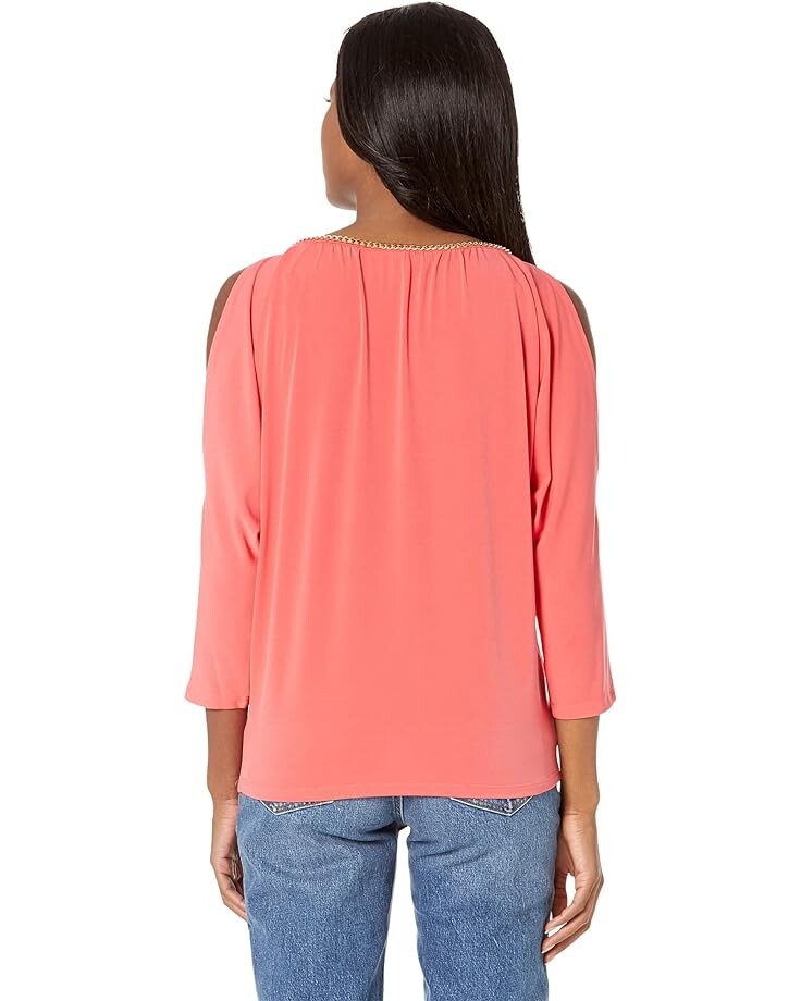 

Топ Michael Kors Chain Neck Cold-Shoulder Top, цвет Sangria
