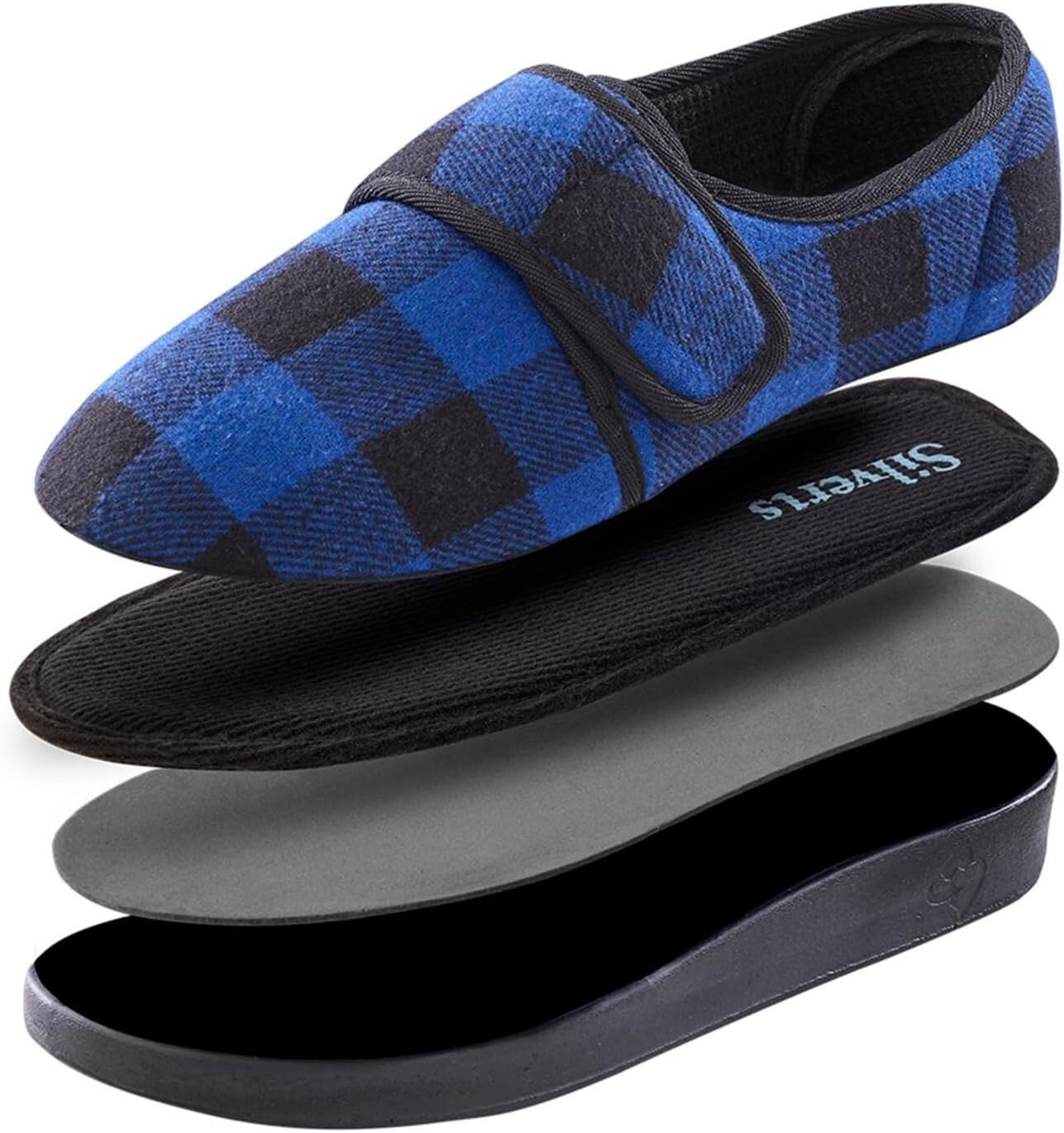 

Тапочки Extra Wide Adjustable Soft Slipper Silverts, цвет Navy/Black Buffalo Plaid