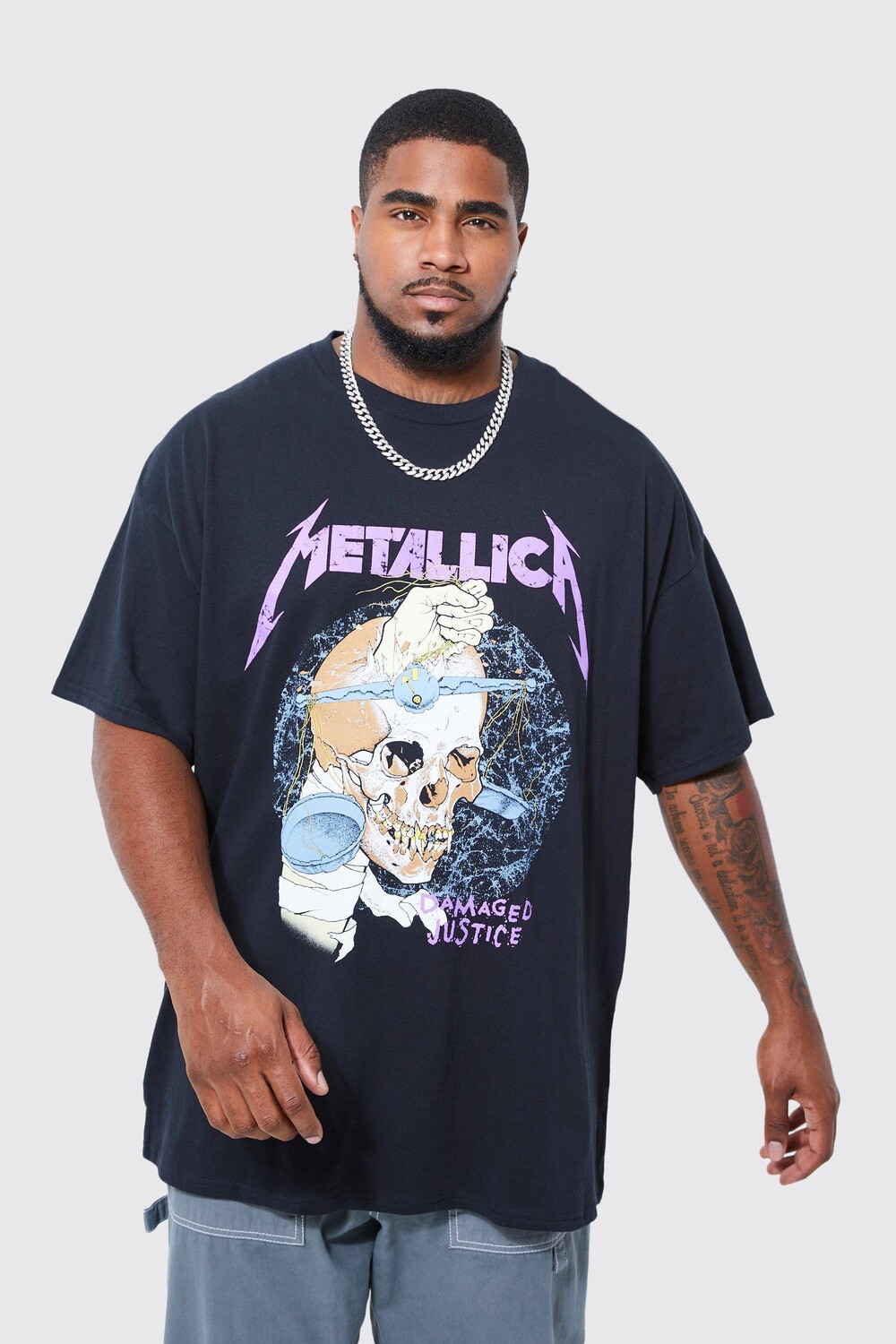 

Футболка с лицензией metallica черепа плюс размера Boohoo, черный