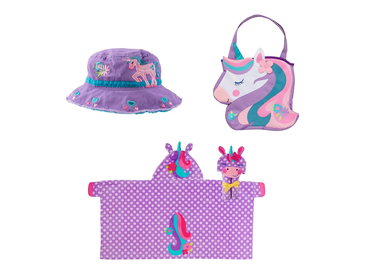 

Комплект из пляжного полотенца, сумки и панамы Stephen Joseph Unicorn, фиолетовый