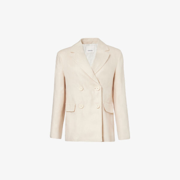 

Льняной блейзер с подкладкой на плечах Laura S Max Mara, бежевый