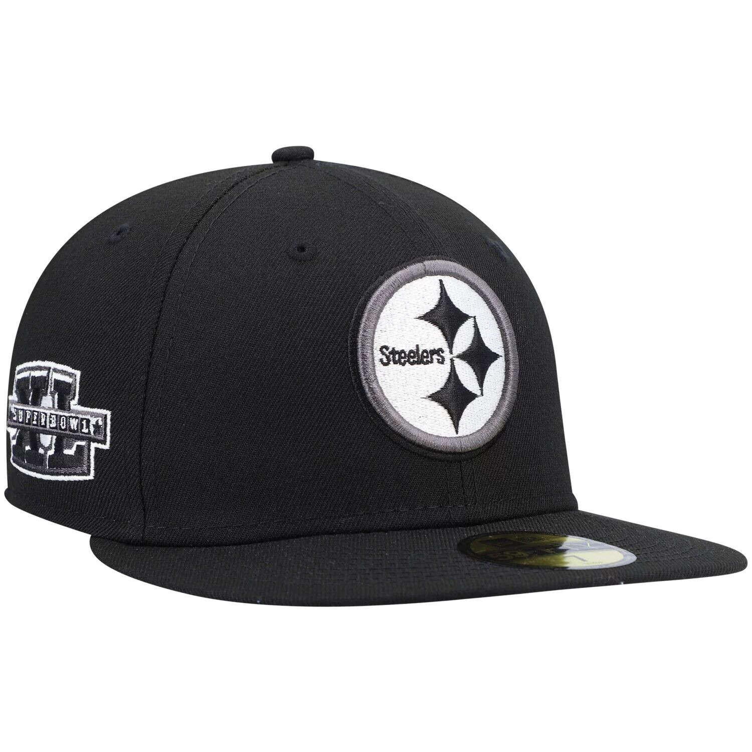 

Черная мужская облегающая шляпа New Era Pittsburgh Steelers Super Bowl 59FIFTY
