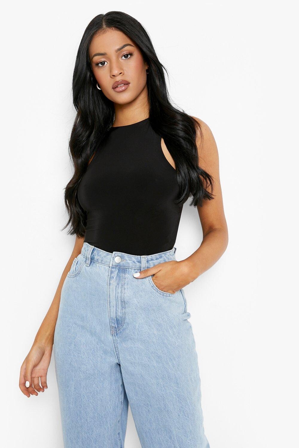 

Двухслойный объединенный боди racer tall neon Boohoo, черный