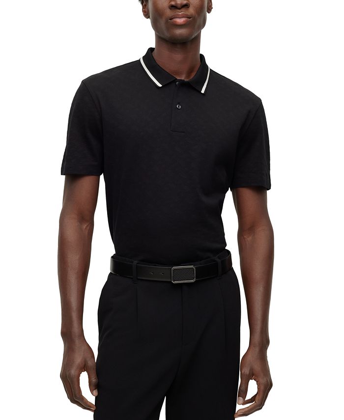 Мужская рубашка поло стандартного кроя Hugo Boss, черный цена и фото