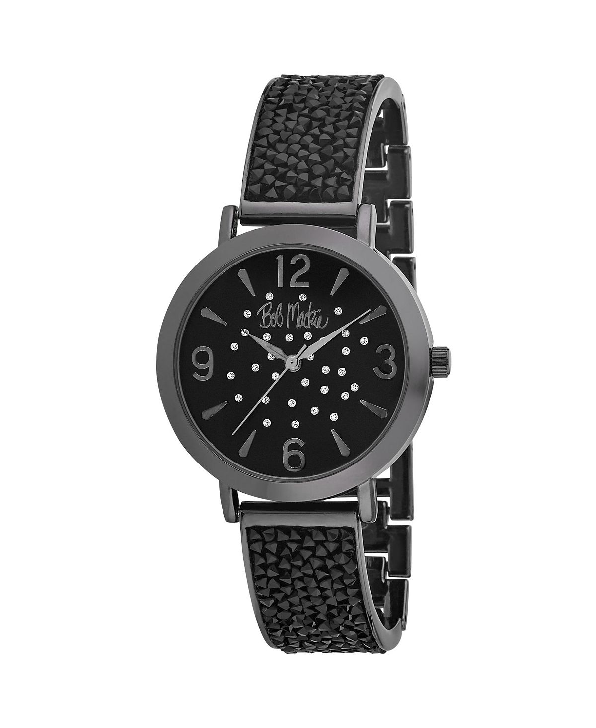цена Женские часы из черного сплава с блестящим браслетом, 36 мм Bob Mackie, черный