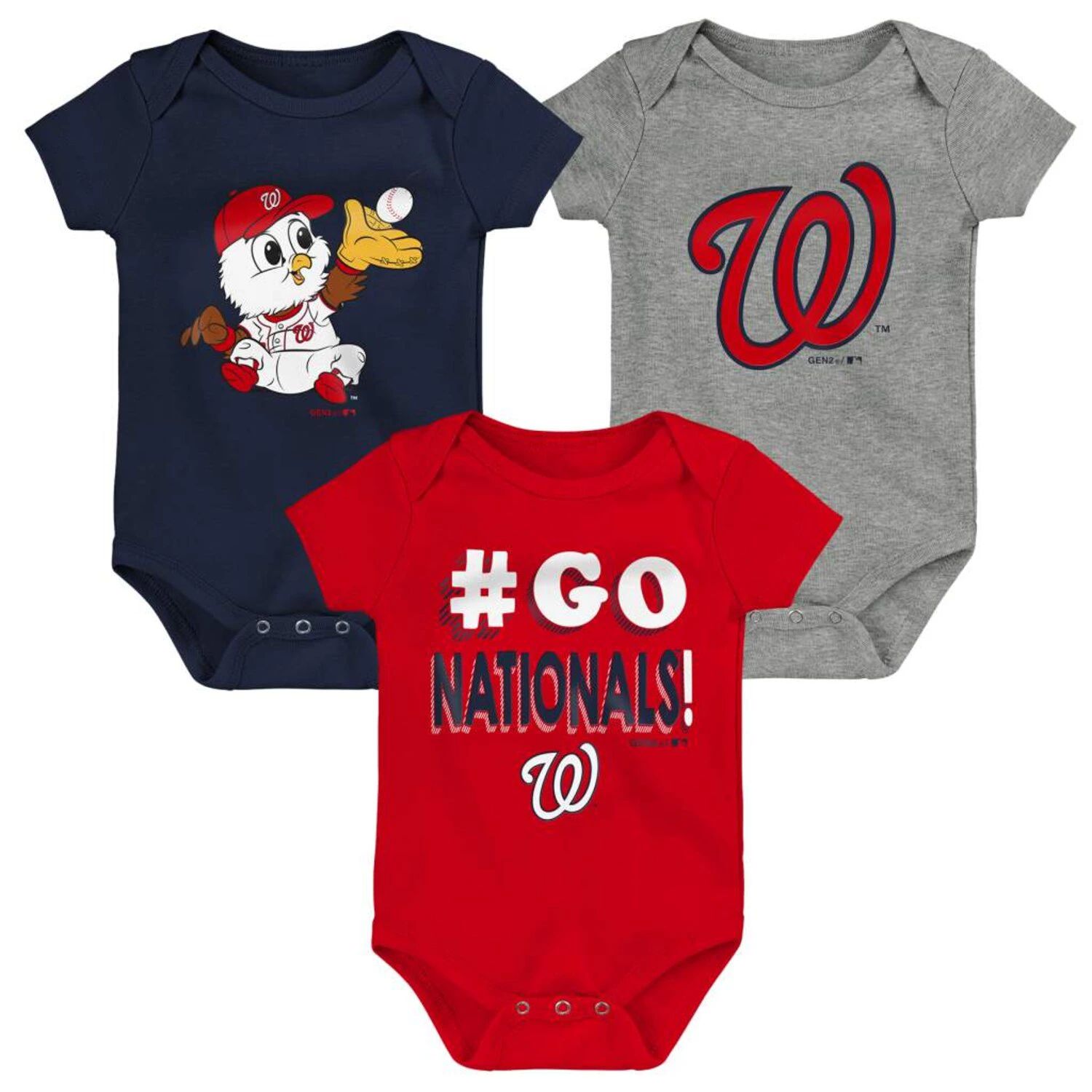 Набор из трех боди Infant красного/темно-синего/серого цвета Washington Nationals Born To Win Outerstuff