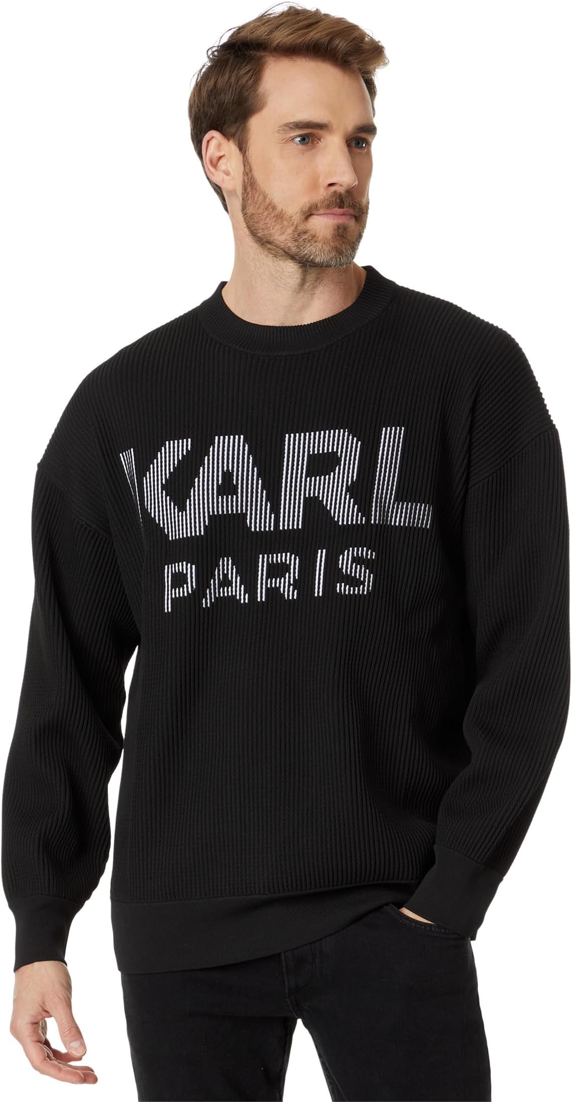 

Свитер в рубчик с логотипом Karl Lagerfeld Paris, черный