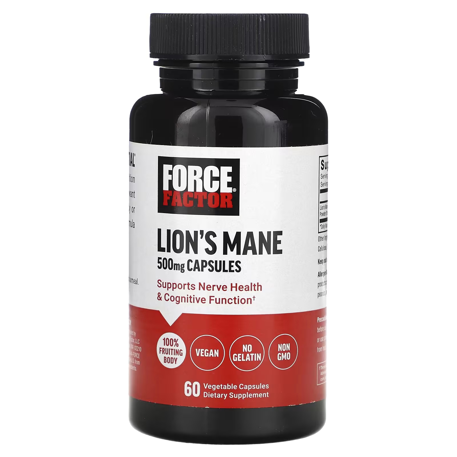 Force Factor Lion's Mane 500 мг 60 растительных капсул ферментированный гриб львиная грива fermented lion s mane mushroom 500 мг 60 растительных капсул solaray