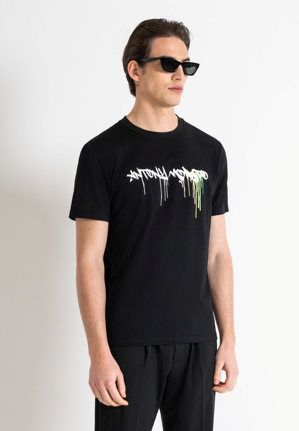 

Футболка с принтом With Matt Plastic And Rubber Injection Logo Print Antony Morato, черный