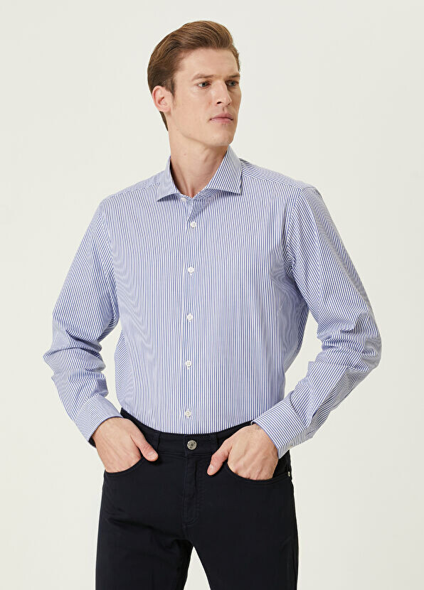

Полосатая рубашка индивидуального кроя Beymen Collection, синий