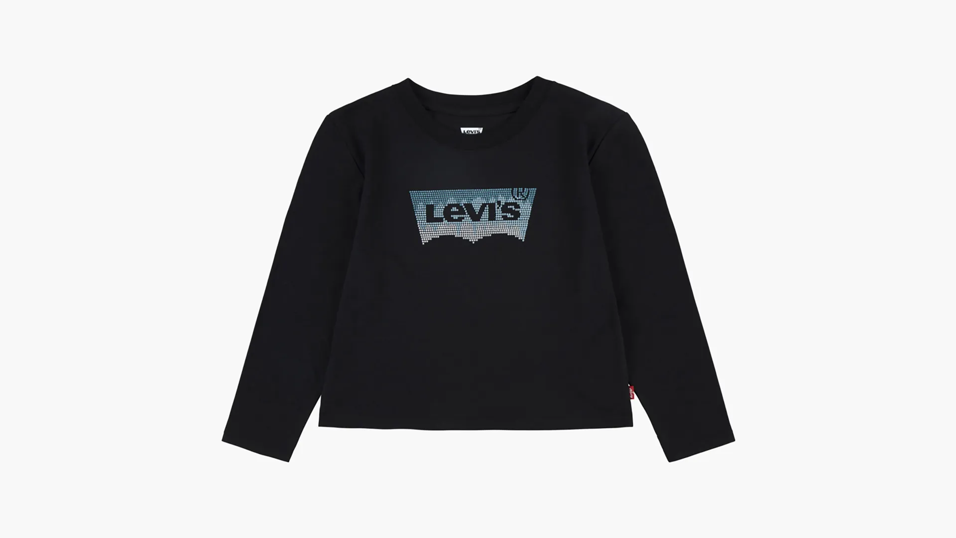

Футболка с длинными рукавами и блестящим логотипом Levi's для маленьких девочек 4–6 лет, цвет Caviar - Black