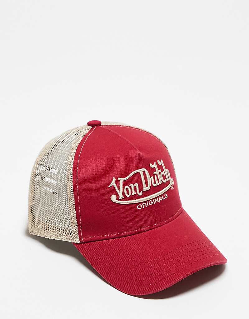 

Красно-бежевая кепка дальнобойщика Von Dutch Newark